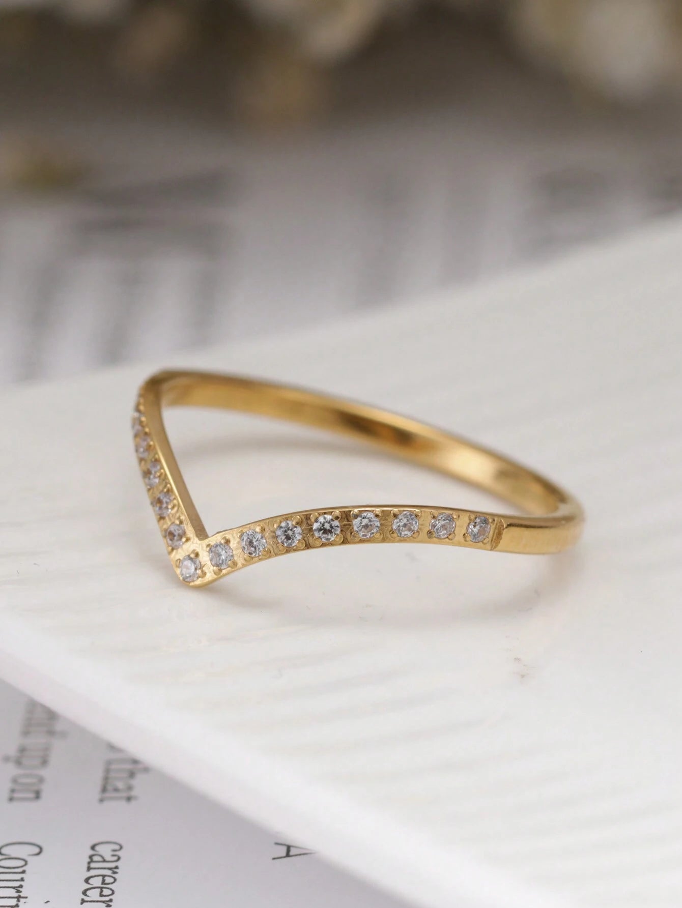 V-Shaped Cubic Zirconia Ring